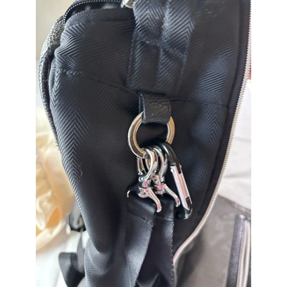 Itzy Ritzy Boss Backpack Diaper Bag Jetsetter Black Vegan Leather Dust Bag